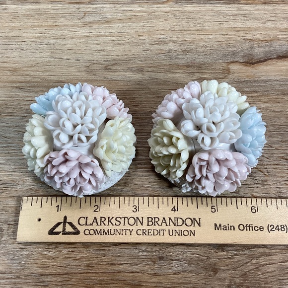 Vintage Candle Holders-Ardalt Lenwile Japan Porcelain Chrysanthemums - Picture 12 of 15